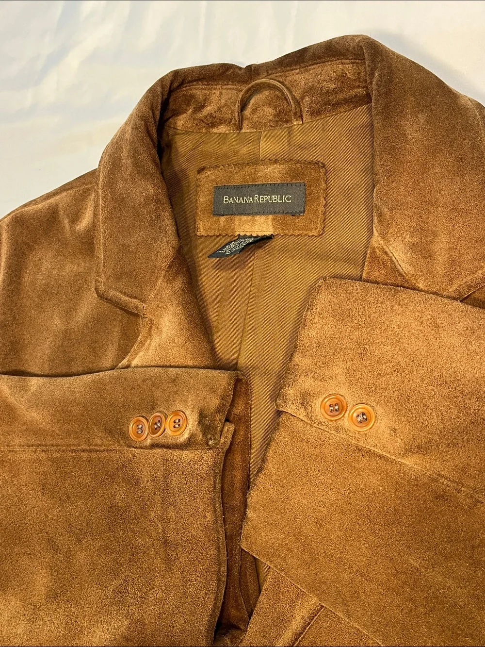 Banana Republic Genuine‎ Suede Leather Blazer Sport Coat Brown Mens M Vintage